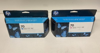 2 x Orig.HP70 C9455A C9390A Light Magenta Light Cyan DesignJet Z2100 Z3100 3200