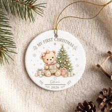 Personalized Teddy Bear Ceramic Ornament 2026