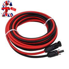 Pair of 6M 6Mm2 Single Core Extension Cables with Connectors for Solar Panels an