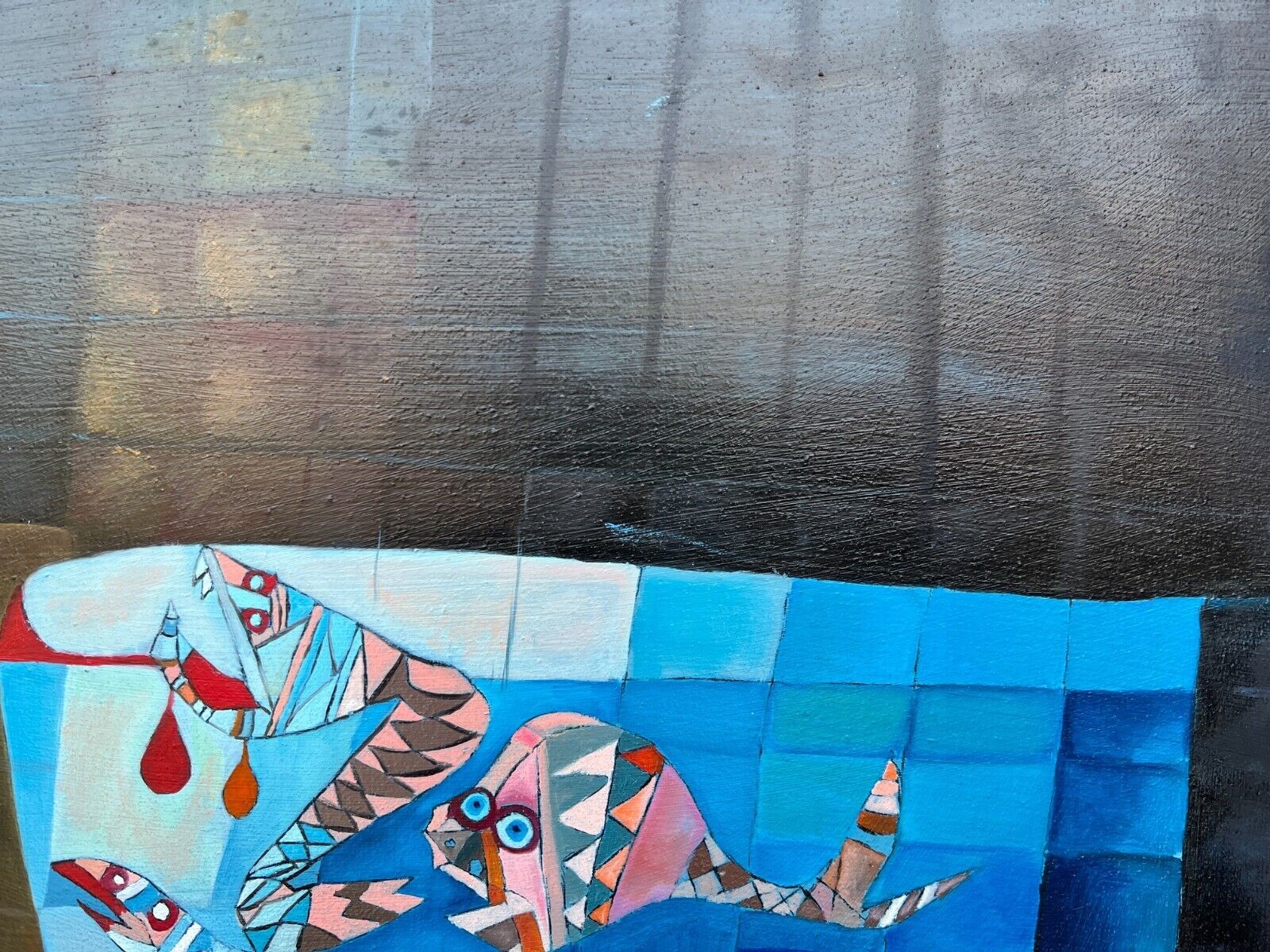 Fine unique painting – Expressive portrait, signed Paul Klee, large 20 X 28 IN