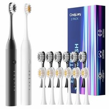 2 Pack Electric Toothbrush Sonic Toothbrush USB Rechargeable 12 Heads 6 Modes