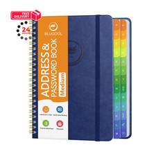 Address Book with Alphabetical Tabs, Large Medium 5.7" x 7.7" , Navy Blue