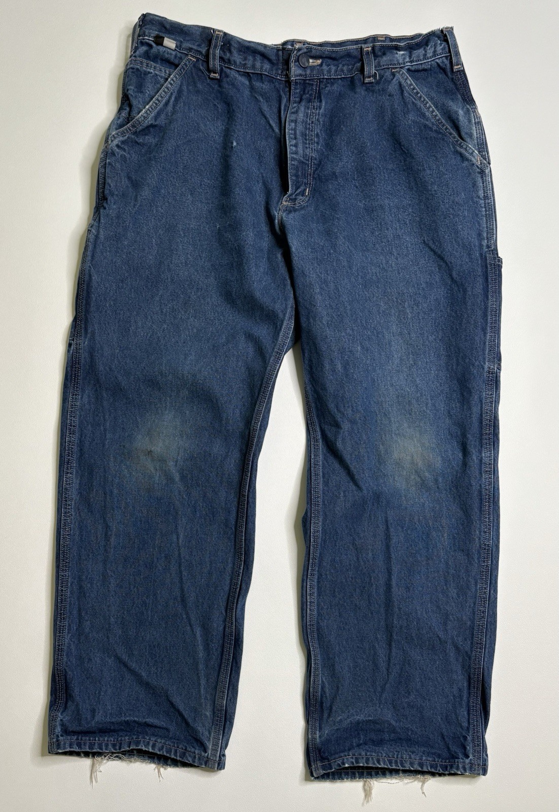 Carhartt FR Flame Resistant Carpenter Blue Demin Work Pants Jeans Mens 36x30