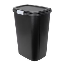 Hefty 13gal Odor Block Trash Can Black: Kitchen Touch-Top Garbage Can