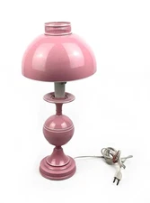 Rare Vintage Mid Century Modern Toleware Metal Lamp Pink Works