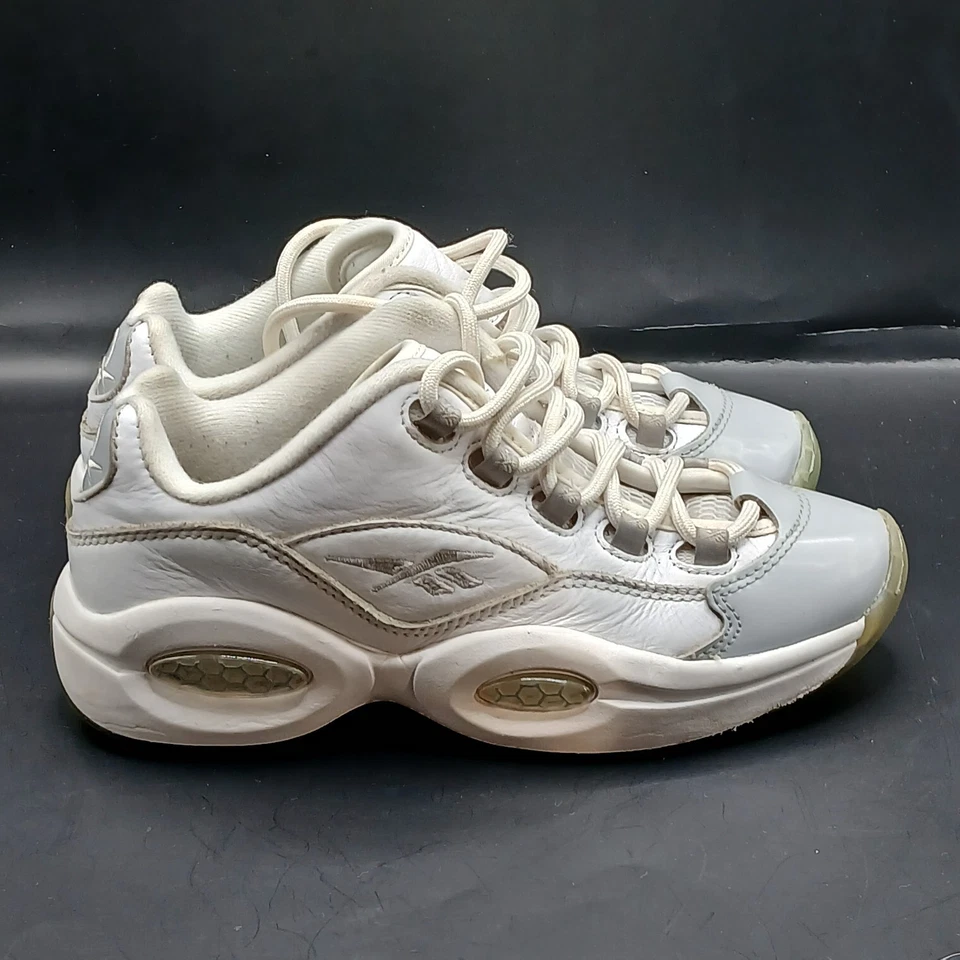 Reebok Question Low  Grey Toe kids size 4 and a 1/2 color white. - Image 3 of 4