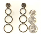 925 Sterling Articulating Stacked Circle Marcasite Earrings 3” — photo 2