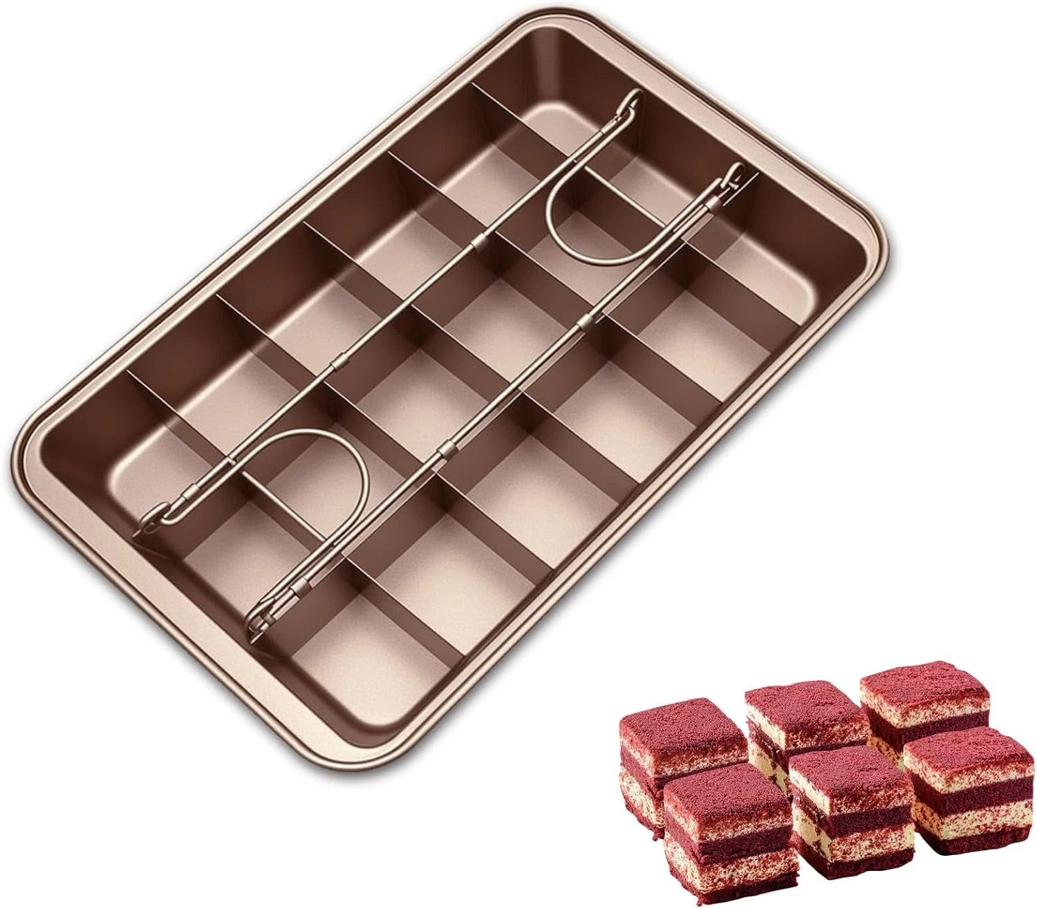 Brownie Pan with Divider 18 Slice Carbon Steel Nonstick 9x13