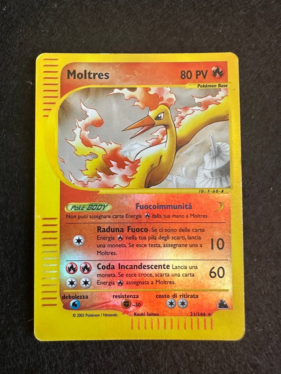 MOLTRES 21/144 REVERSE HOLO SKYRIDGE POKEMON CARD ITA RARE OLD *23