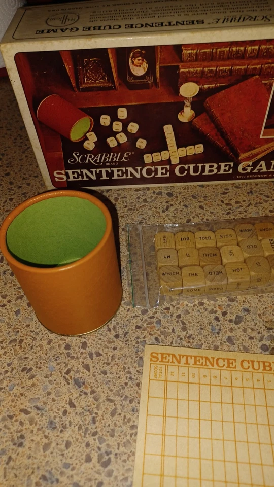 Vintage Scrabble Sentence Cube Game 1971 Selchow & Righter Complete EXCELLENT  - Image 4 of 4