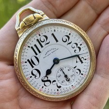 Vintage 1917 Hamilton 21J GF Open Face Railroad Pocket Watch, 992, 16S, Serviced
