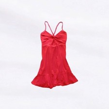 Asos Scarlet Red Cutout Ruffle Hem Criss Cross Back Bodycon Mini Dress Size 8
