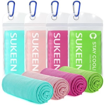Kühles Handtuch Set 4 Stück Mikrofaser Sporthandtücher Kühlend für Sport Camp...