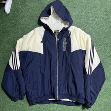 Vintage Adidas Jacket Mens Extra Large Blue Puffer Hooded Windbreaker Coat 90s