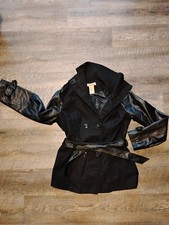 Cappotto chic Paris blu pelle e lana come bottoni taglia large Cottage Core Coat