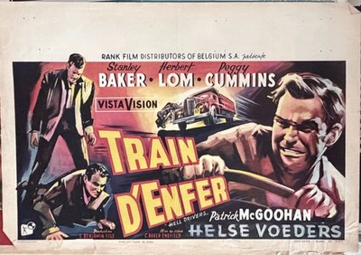 Train d'Enfer 1957 Belgian Movie Poster Brit Noir w/ Patrick McGoohan