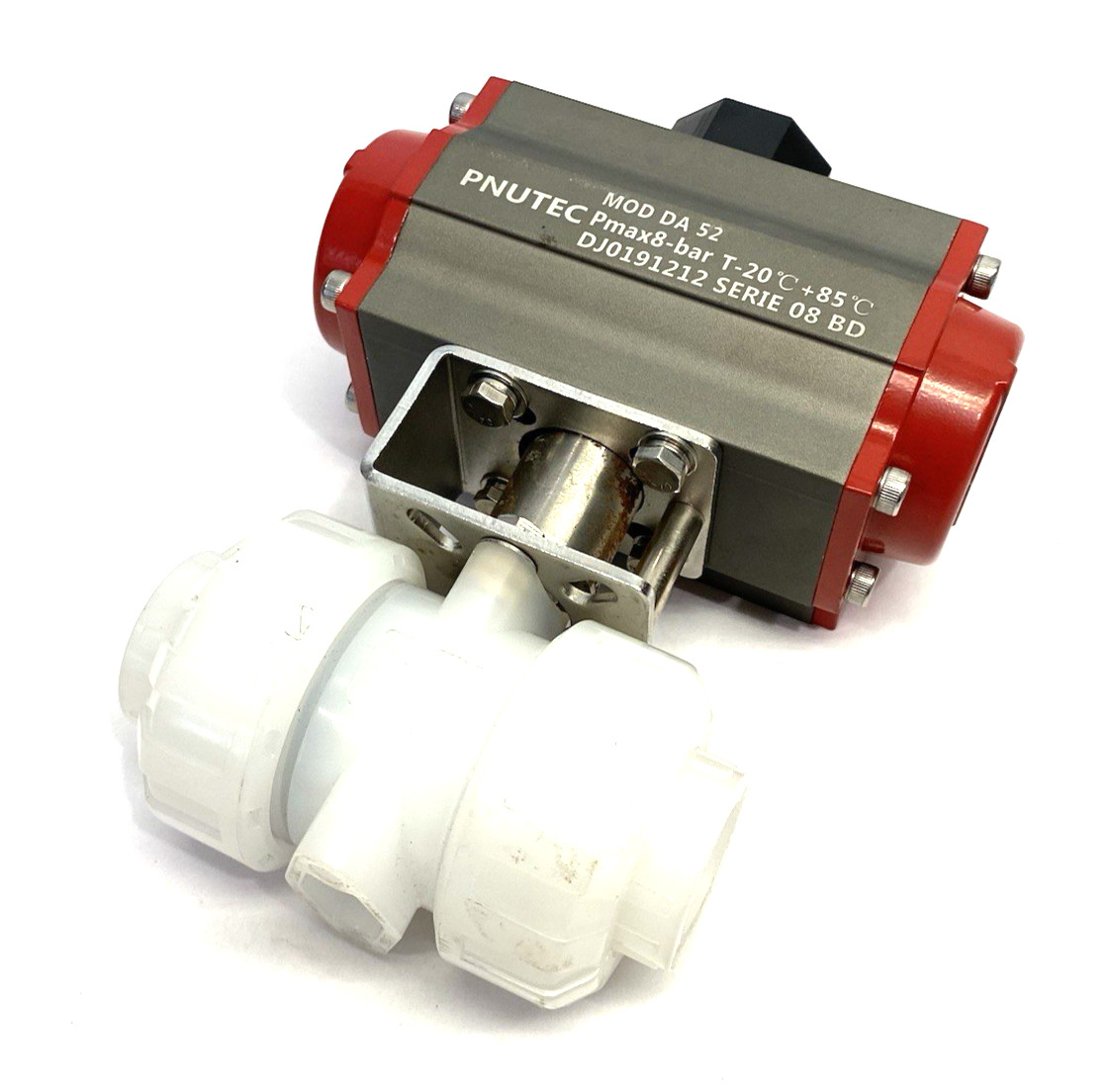 Pnutec MOD DA 52 Pneumatic Actuator w/ 2-Way PVC True Union Ball Valve