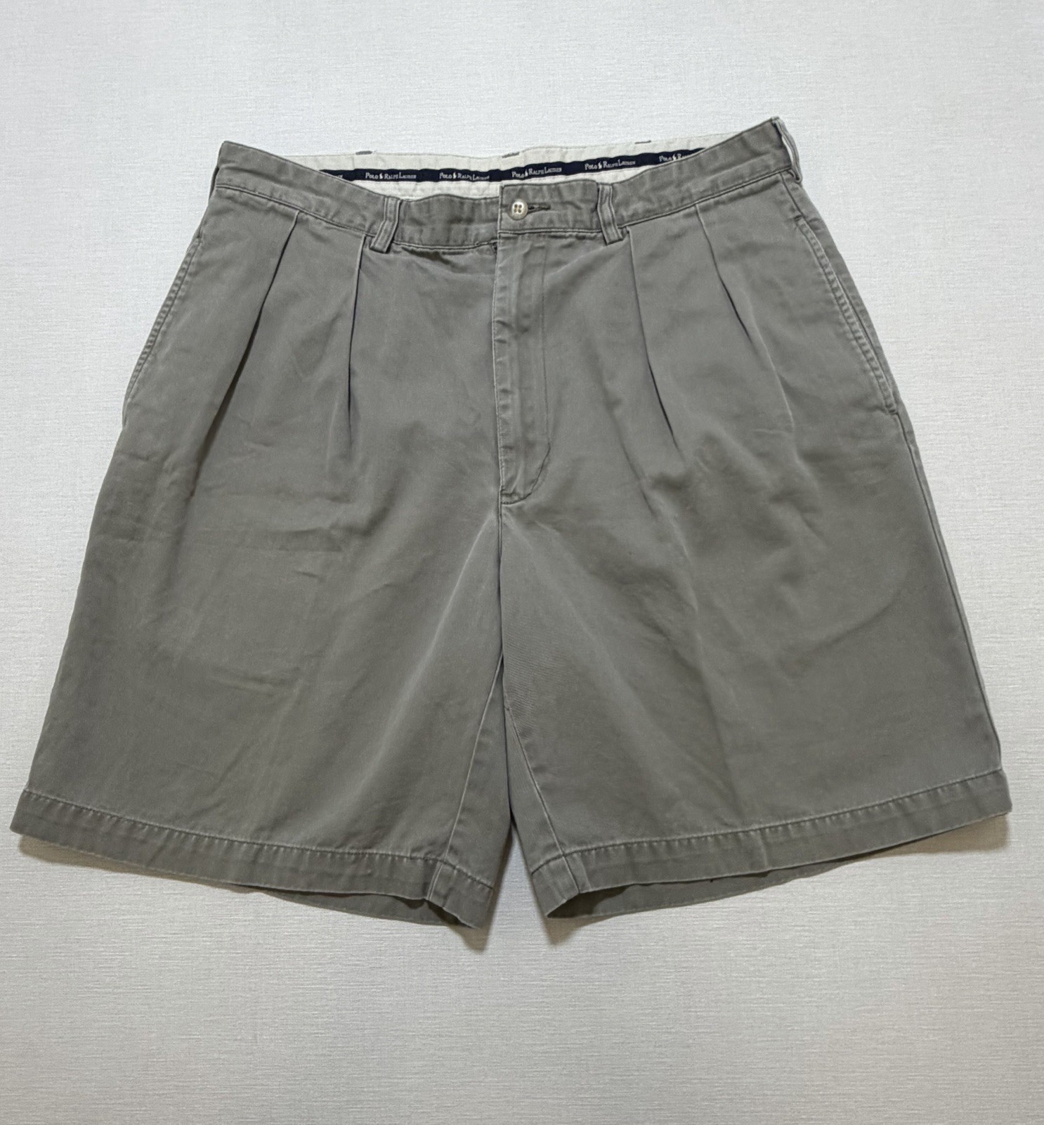 Polo Ralph Lauren Tyler Chino Shorts Mens 35 Khaki Pleated Classic Cotton