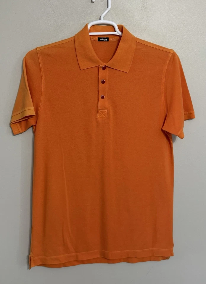 Camisa polo masculina Kiton Napoli XL (54) laranja algodão feita na Itália *Leia* - Imagem 2 de 4