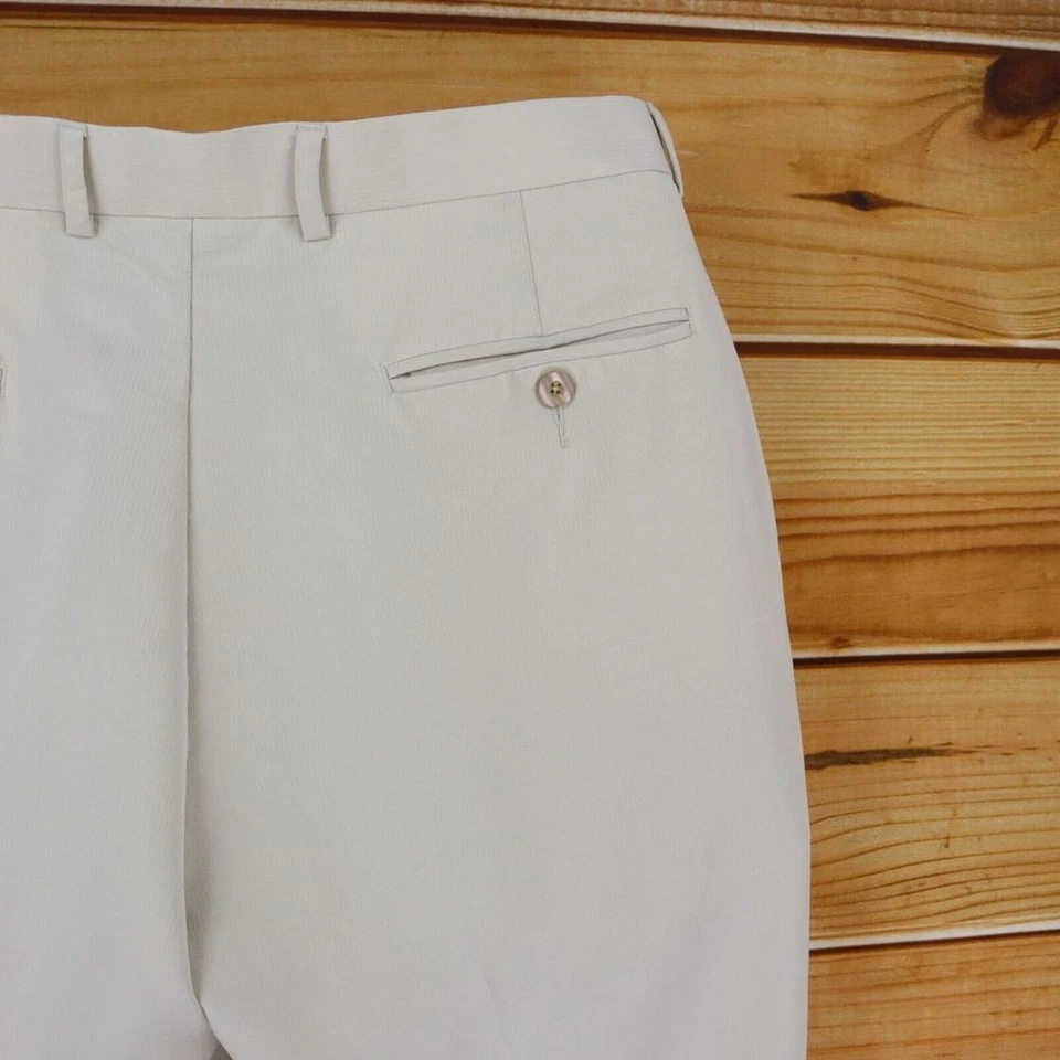 Pantalones de vestir Centro para hombre talla 36x30 beige claro rayas sutiles bolsillos nuevos con etiquetas $50 Foto 4 de 4