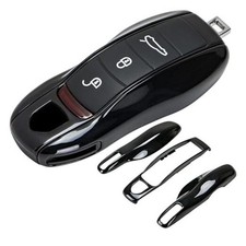 3-Piece Painted Key Cover Key Fob Shell Compatible with Porsche Key Black
