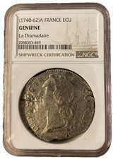 (1740-62) France Silver Ecu, La Dramadaire Shipwreck, NGC Genuine VF DETAILS