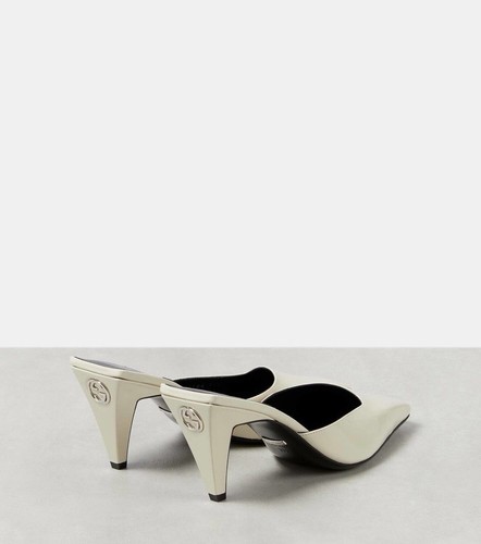 NEW Gucci Mallory Patent Leather Mules Heels GG Logo SZ 39 - Picture 3 of 12