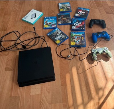 Sony PS4 Slim 500 Gb Schwarz Bundle mit 3 Controllern & Spielen