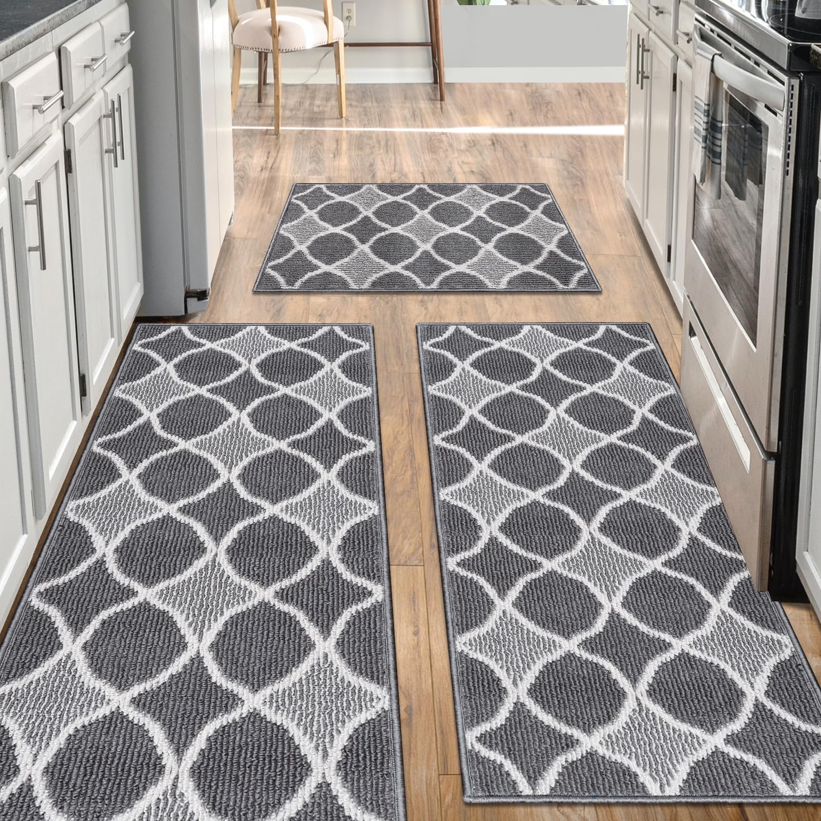 Farmhouse 3-Piece Non-Slip Kitchen Rug Set with Floor Mats and Runner