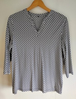 Gerry Weber casual Gr 44  Bluse Blusenshirt Shirt blau gemustert 3/4 Arm