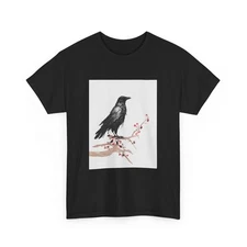 Crow Japanese Art Shirt, Raven Japanese Kyosai Woodblock T-shirt
