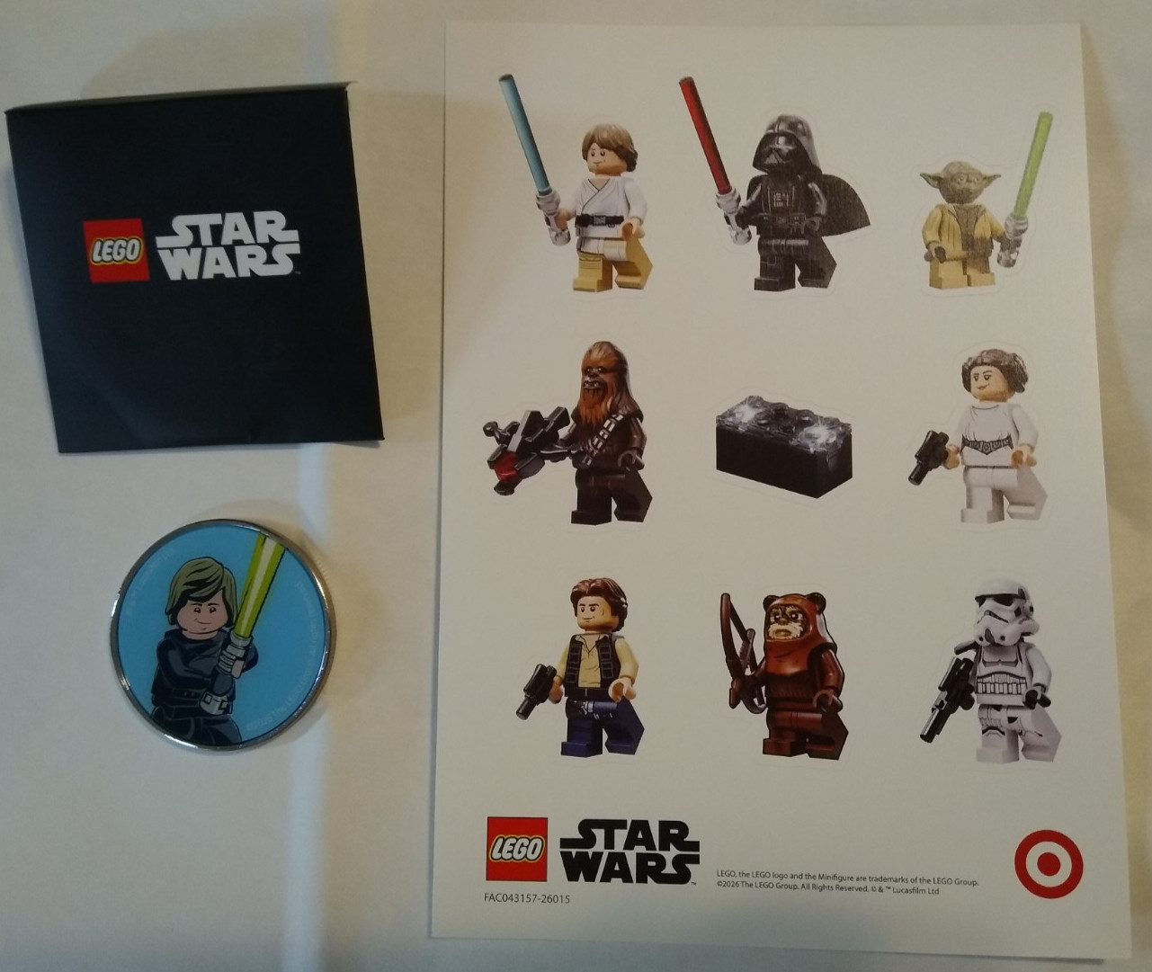 Target LEGO STAR WARS METALLIC COIN w/ Stickers Limited Edit