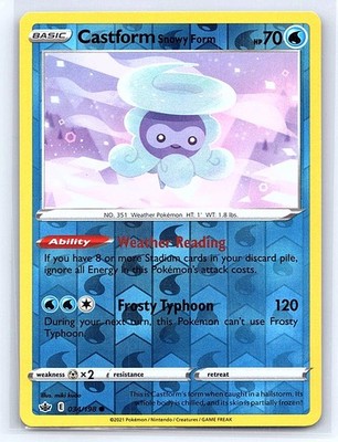Castform Snowy Form Reverse Holo Common SWSH06: Chilling Reign 034/198 NM