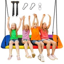Costway 700lb Giant 60" Platform Tree Swing Outdoor w/ 2 Hanging Straps Colorful