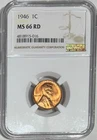 1946-P Lincoln cent NGC MS66 Red