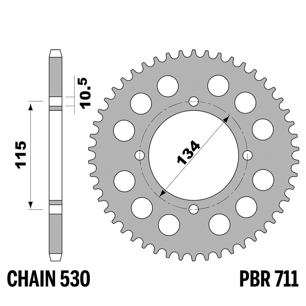 Pignon arrière PBR pas 530 contre l'usure de transmission Cagiva Elefant 650 44 Dents