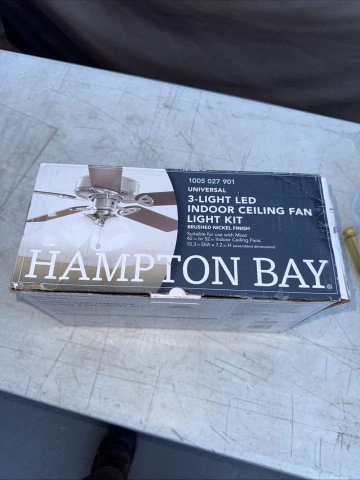 Hampton Bay 3-Light Brushed Nickel Ceiling Fan Shades LED Light Kit, 91382 - Image 2 of 4