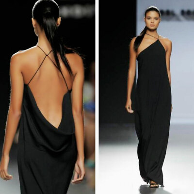 Abito donna lungo sirena schiena nuda vestito elegante cerimonia