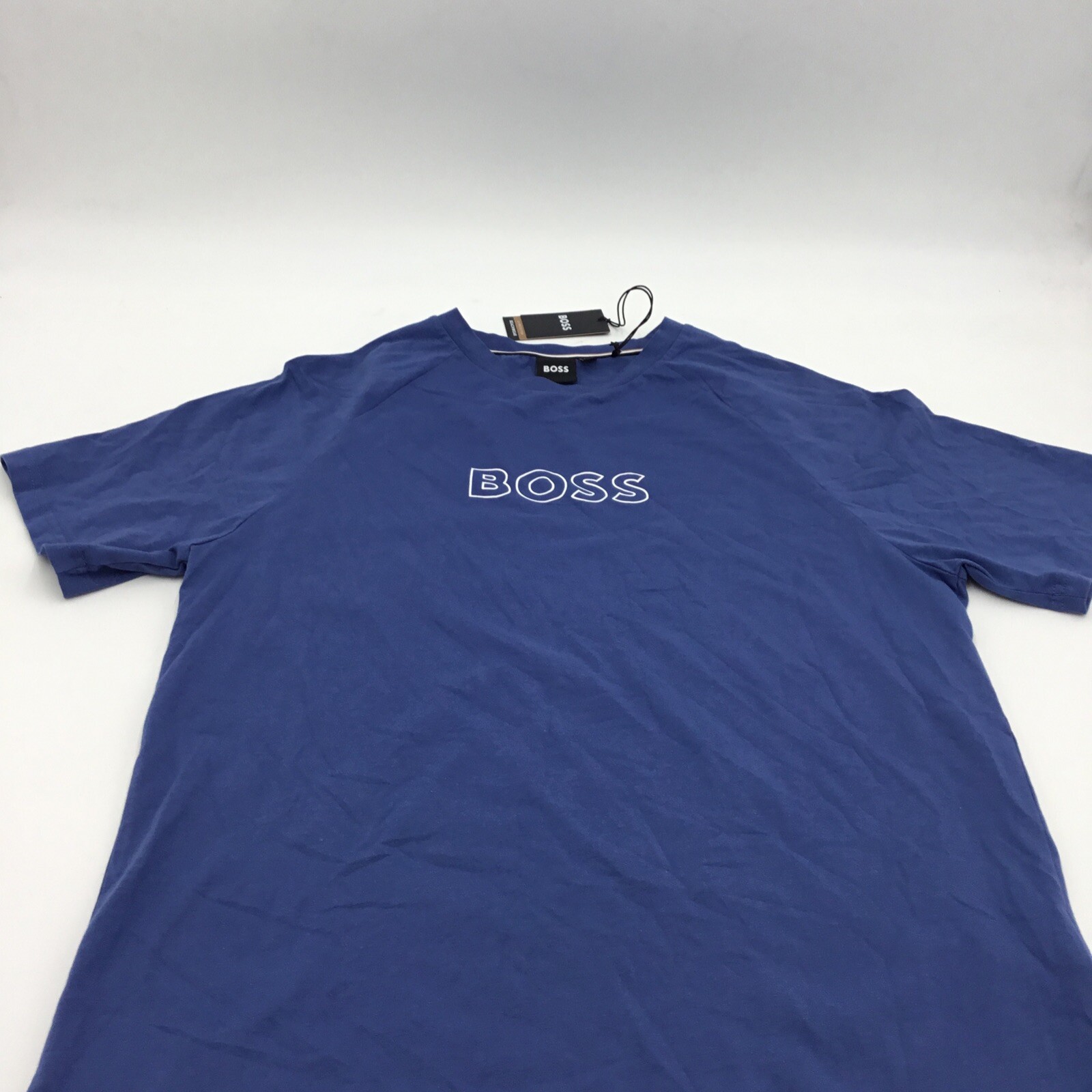 Мужская футболка BOSS с коротким рукавом открытая синяя маленькая 6590₽