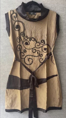 Vintage  It  A Way of Life 100% Silk Women s Medium Bohemian Embroidered Dress