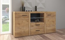  Sideboard large cabinet tv unit dark oak effect white living room furniture