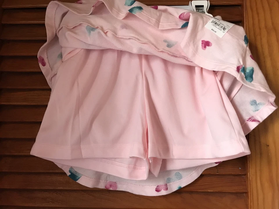 Nwt! Girls Scotter Skirt Tiered Built In Shorts Pink W/ Hearts Sonoma - Image 4 of 4