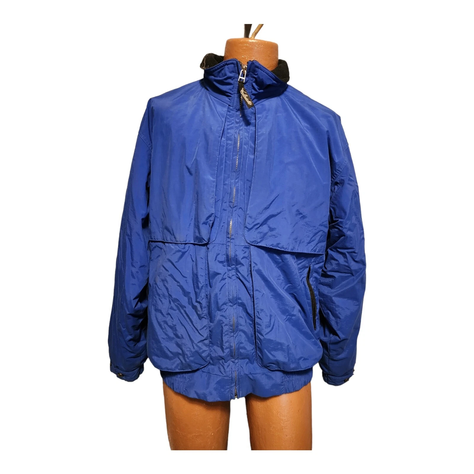 Woolrich Jacket Coat Mens Large Fleece Lined 15408 Cobalt Zip Front