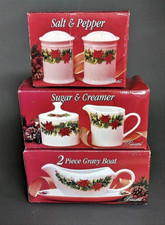 Christmas Serving Ware Poinsettia Matched 3 Sets China Pearl (HK) Co. 7 items