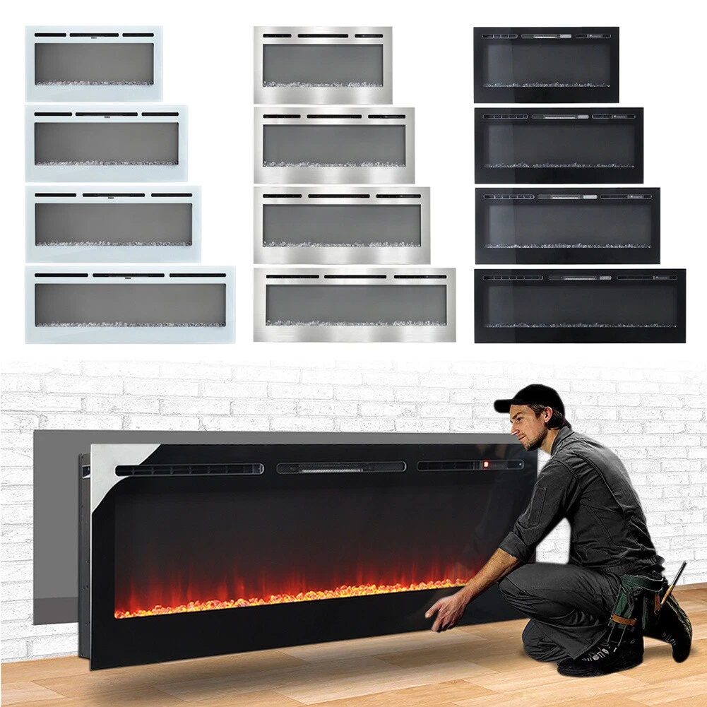 2023 Electric Wall Mounted LED Fireplace 12 Color Wall Inset Into Fire 40  50 60u0026#034; | eBay
