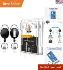 Versatile 2-Pack Retractable Badge Reel Set with Scratch-Proof ID Holders