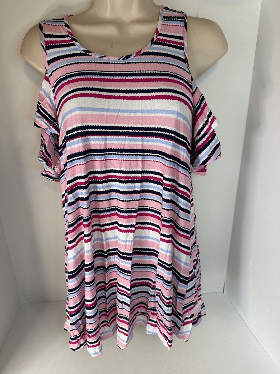 Elle ♥️ Womens Top Size XS ELLE open shoulder short sleeved striped
