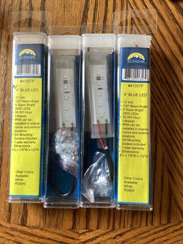 (1) Scandvik 41357P LED Scanstrip 4 inch Blue 12Vdc Blue led Marine Scan-strip