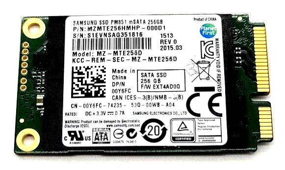 Samsung 256 GB SSD mSATA Sata III 6.0Gb/s PC Laptop Notebook Festplatte PM851