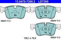 Ate 13.0470-7300.2 Bremsbelagsatz, Scheibenbremse FüR CitroËN, Peugeot